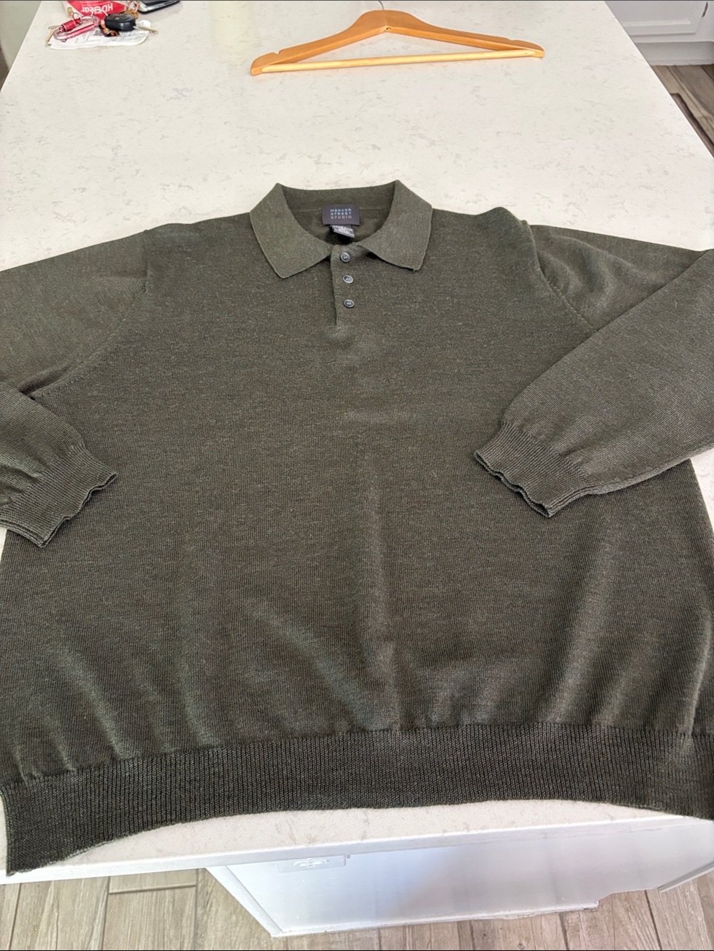 St. John Men's Olive Green Polo Sweater